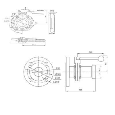 Sanitary Aseptic Sampling Valve Flange Widdop Butterfly Valve Voor Water Tank Truck